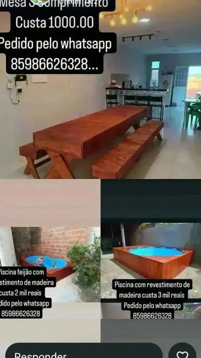 Mesa 3 metros de comprimento com 2 bancos  - Foto 2