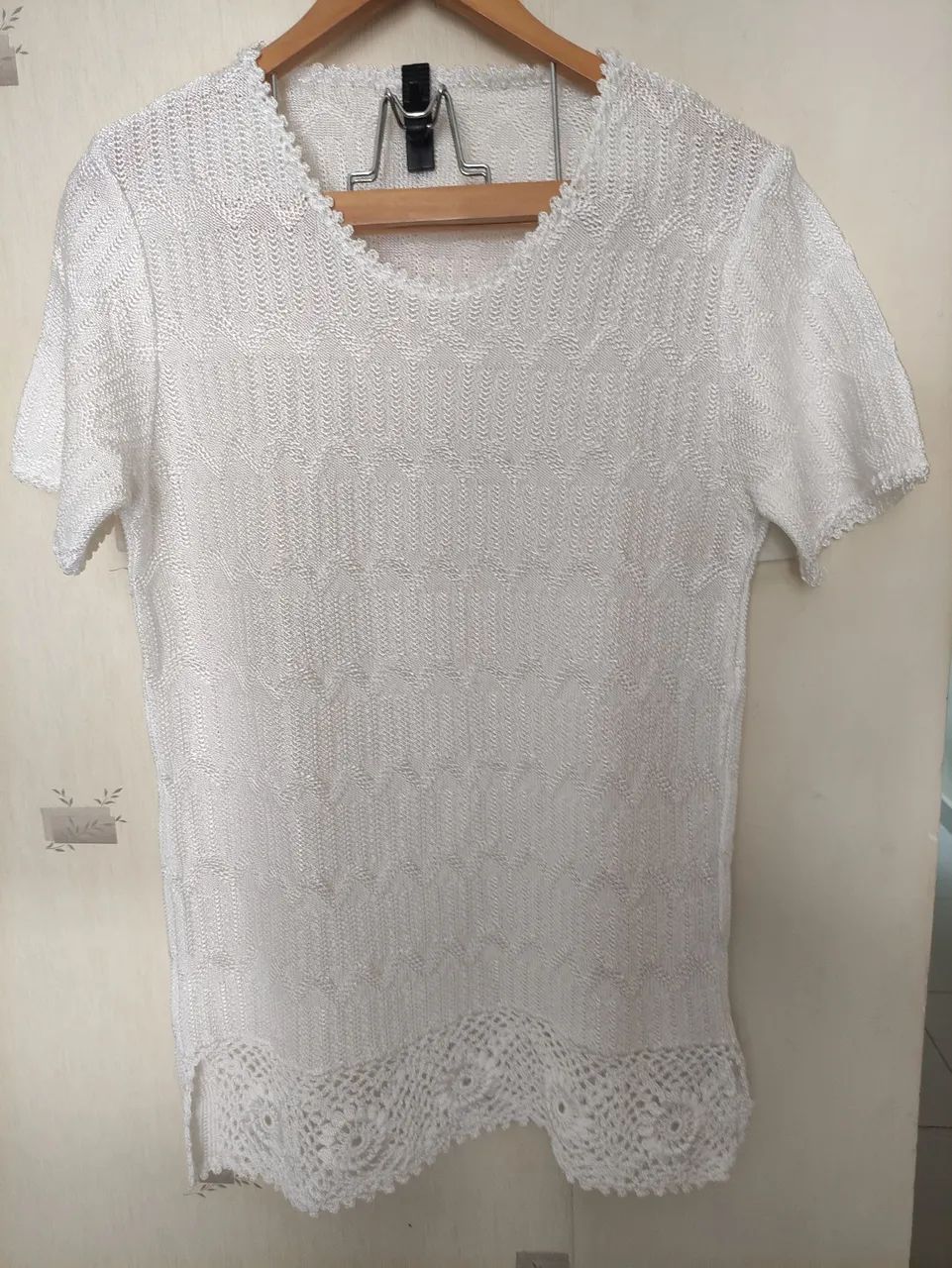 Blusa barrado crochê flores M