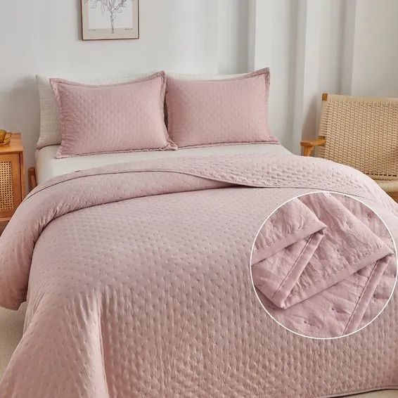 Colcha casal rosa premium 300 fios super macia toque de algodão pluma de ganso