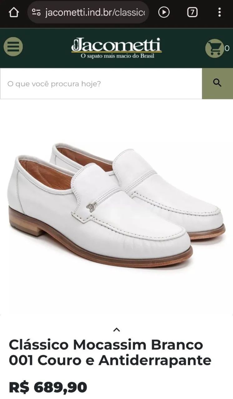 Mocassim branco em couro Jacometti