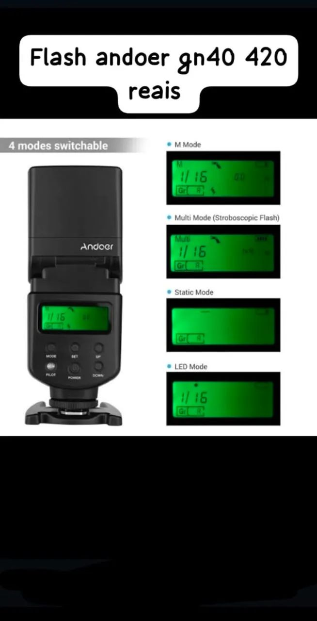 Flash andoer universal gn40 para canon nikon e sony