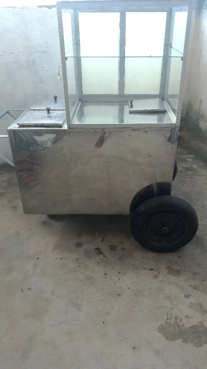 Carrinho de lanches em aço inox com rodas