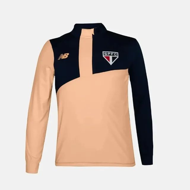 Blusa Manga Longa Treino SPFC 2024 Masculina - Azul Marinho/Laranja Tam. G