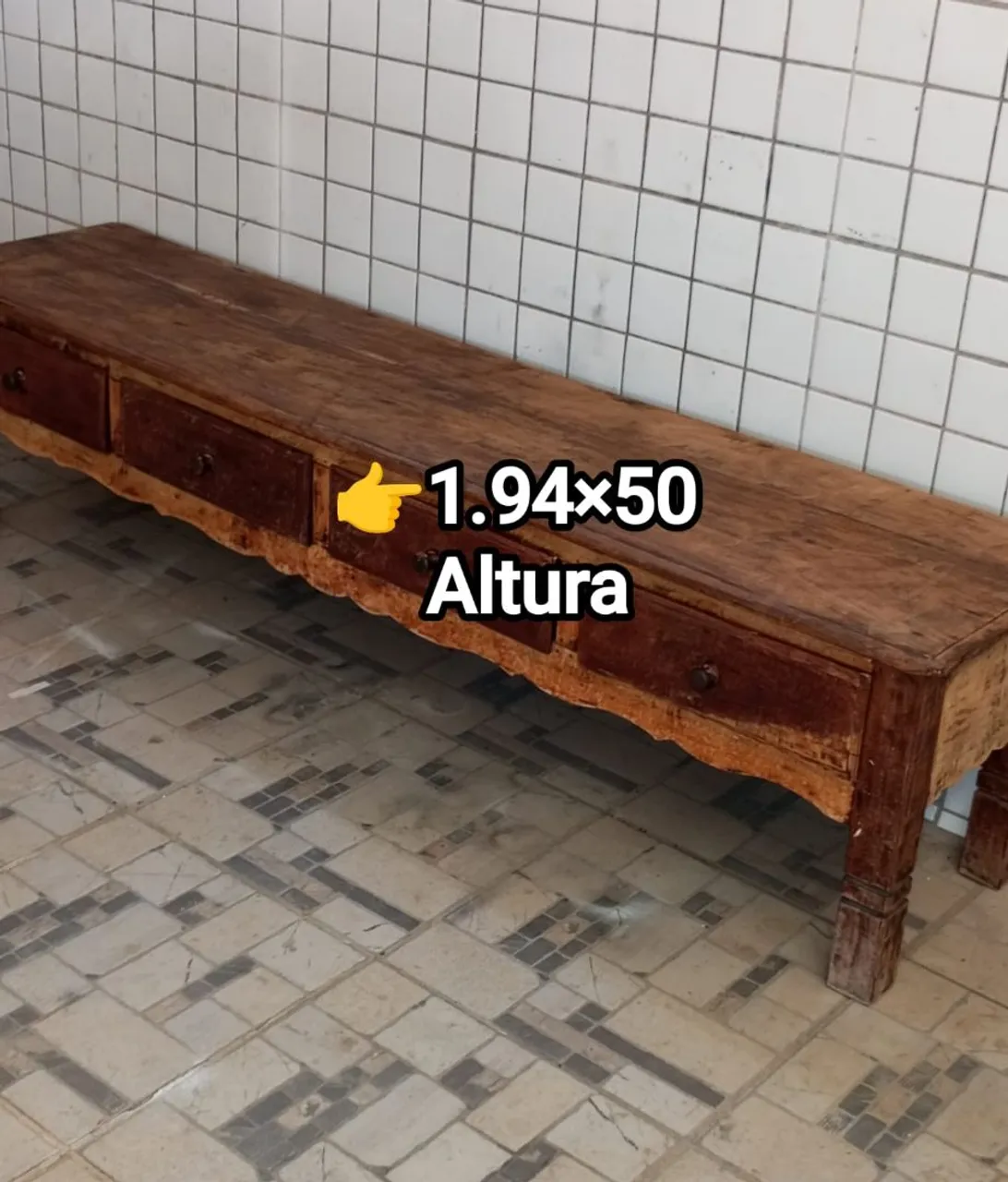ENTREGO, Banqueta de madeira rústica madeira maciça detalhada envelhecida