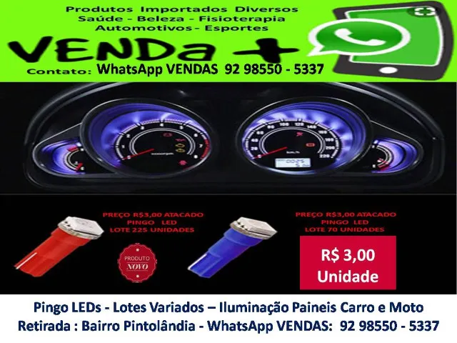 Pingo Led Azul Crital e Vermelho Lotes Variados
