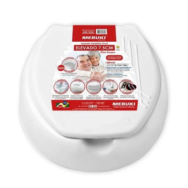 Assento Sanitário Elevado 7,5Cm Com Tampa Mebuki - Foto 3