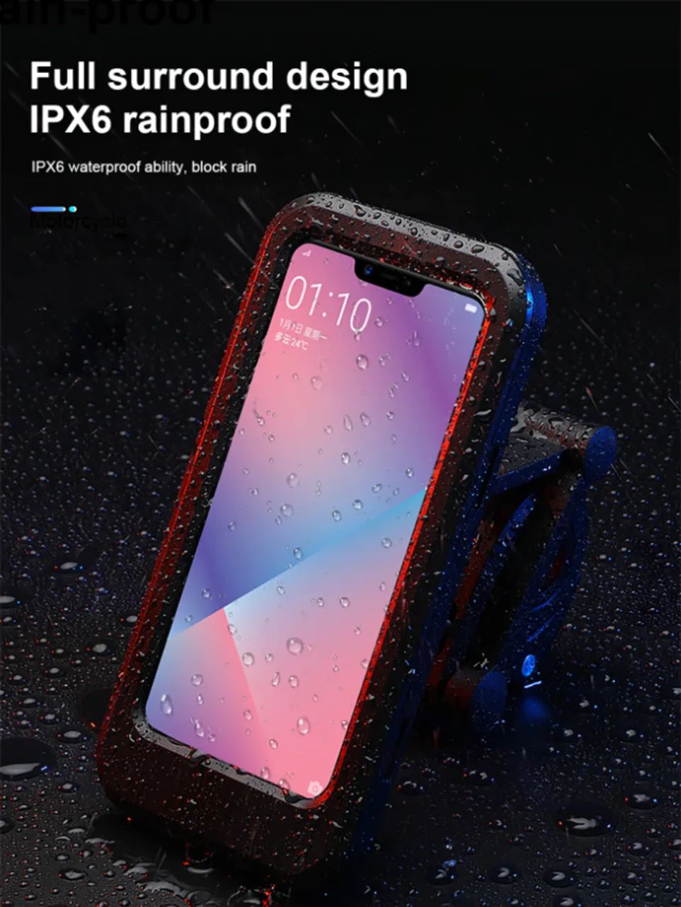 Suporte Celular para Moto e Bicicleta Impermeável IPX6 com Case de Segurança - Foto 5