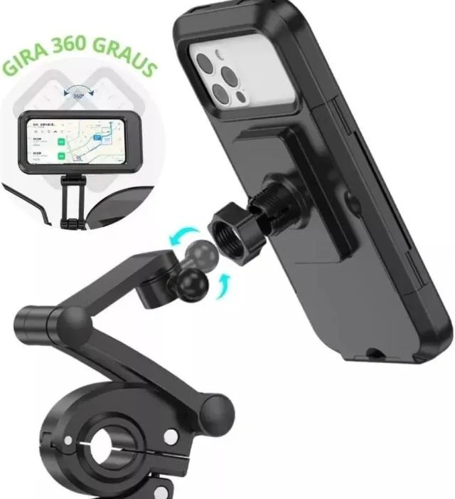 Suporte Celular Moto Bike Bicicleta Guidão Prova D'água Universal  Antiqueda Antifurto - Foto 3