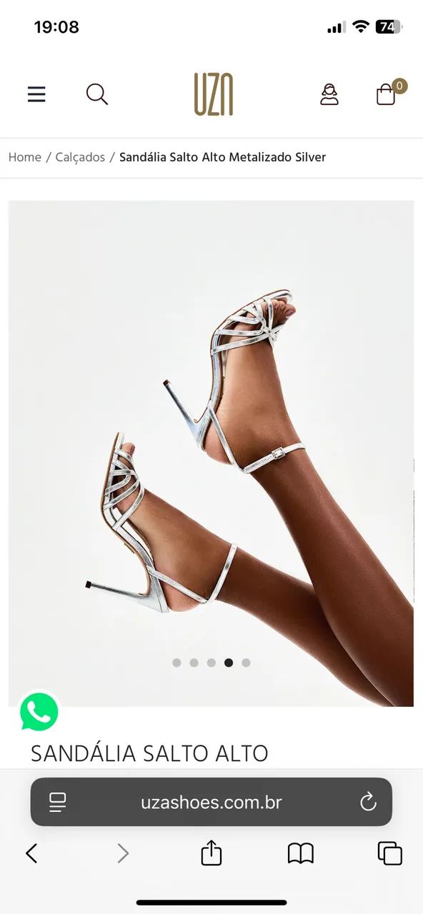 Sandália salto prata 