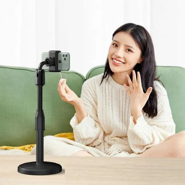 Suporte celular Mesa até 6.7 polegadas Streaming Video Fotos Base Sólida Haste Regulavel - Foto 4