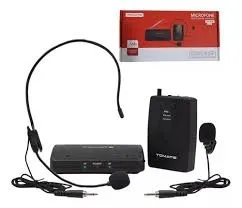 Microfone Lapela Sem Fio Profissional 50 Mts Headset Bivolt - Tomate 2201