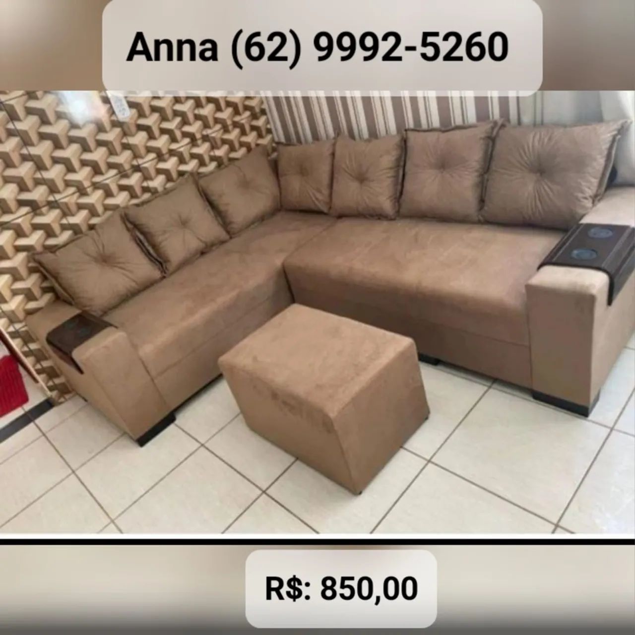 Sofá de canto com puff novo ((?))*