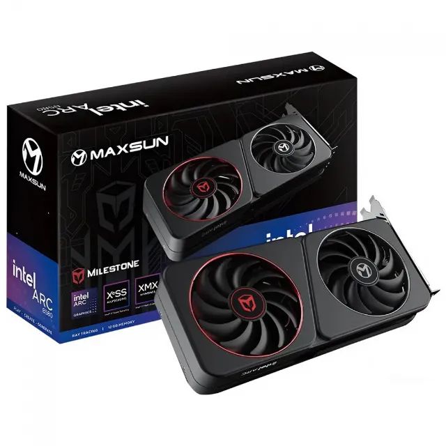 Placa De Vídeo Maxsun Intel Arc B580 Milestone, 12GB, GDDR6, Ray Tracing, Nova, Lacrada