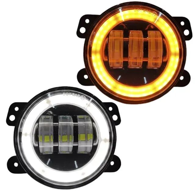 Par Farol 4 Polegadas Led Angel Eyes Drl Seta Branca Ambar - Foto 3