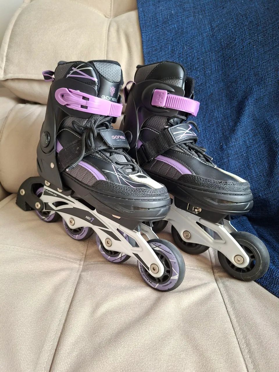 Patins Gonew Flexx 2.0 - abec 7 - tamanho 36 - 39 + equipamentos de proteção Burnquist