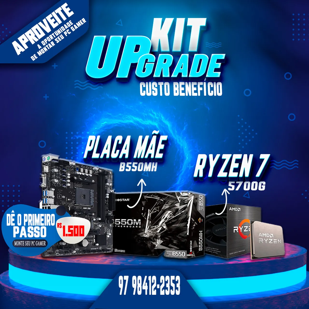 Kit Upgrade PC Gamer: Placa Mãe + Ryzen 7 + Custo Benefício