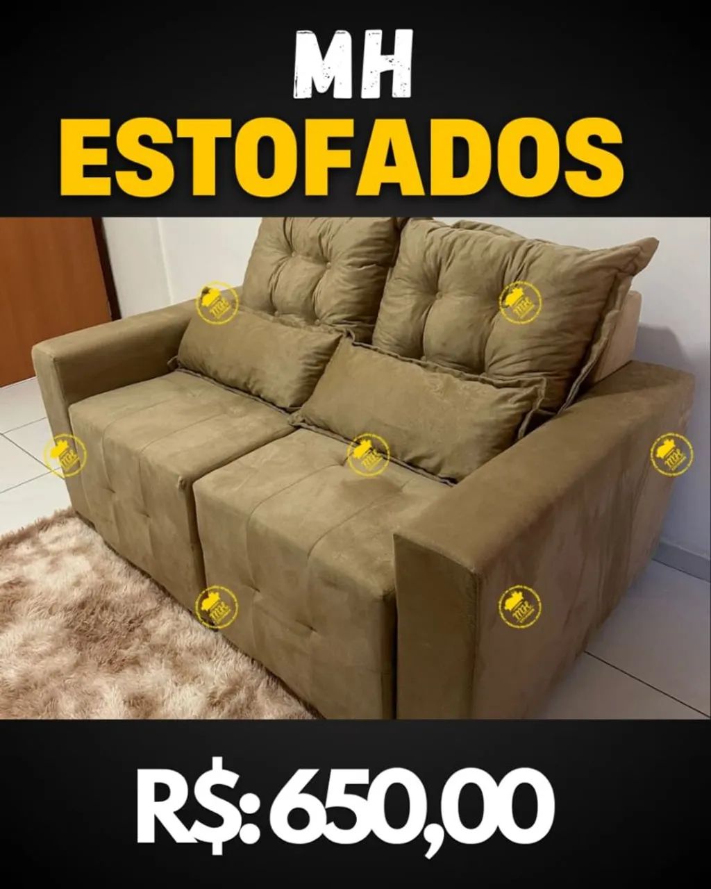 Sofá 2 Lugares Estofado Retrátil MH - Foto 2