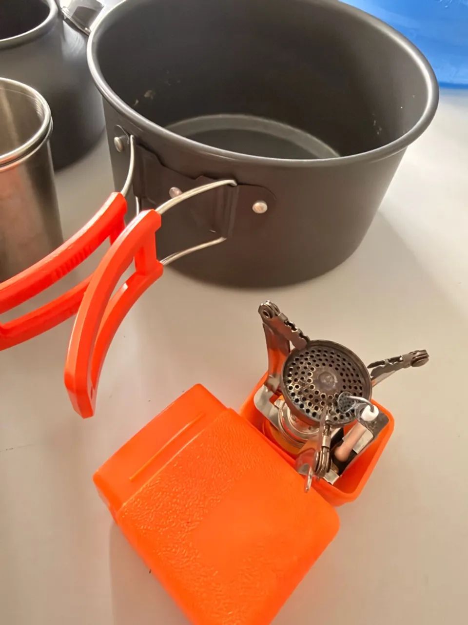 Conjunto panelas camping ? com fogareiro e chaleira - Foto 3