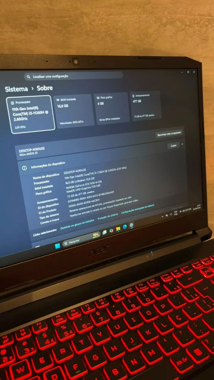 notebook acer nitro - ALTO DESEMPENHO  - Foto 2