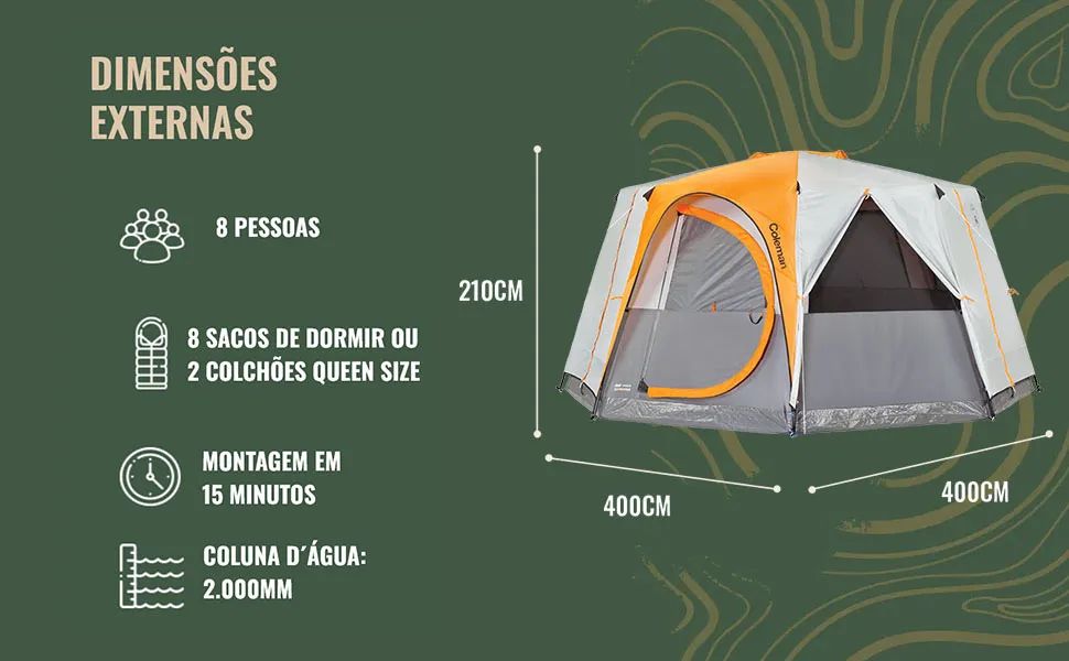 barraca octagon full 8 pessoas coleman  - Foto 4