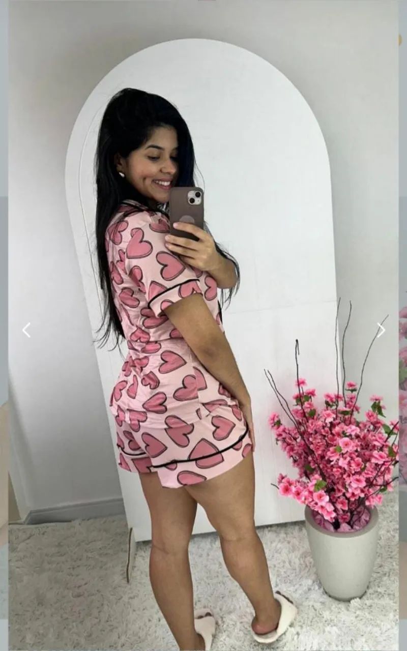 Pijama Americano Curto de Coração  - Foto 3