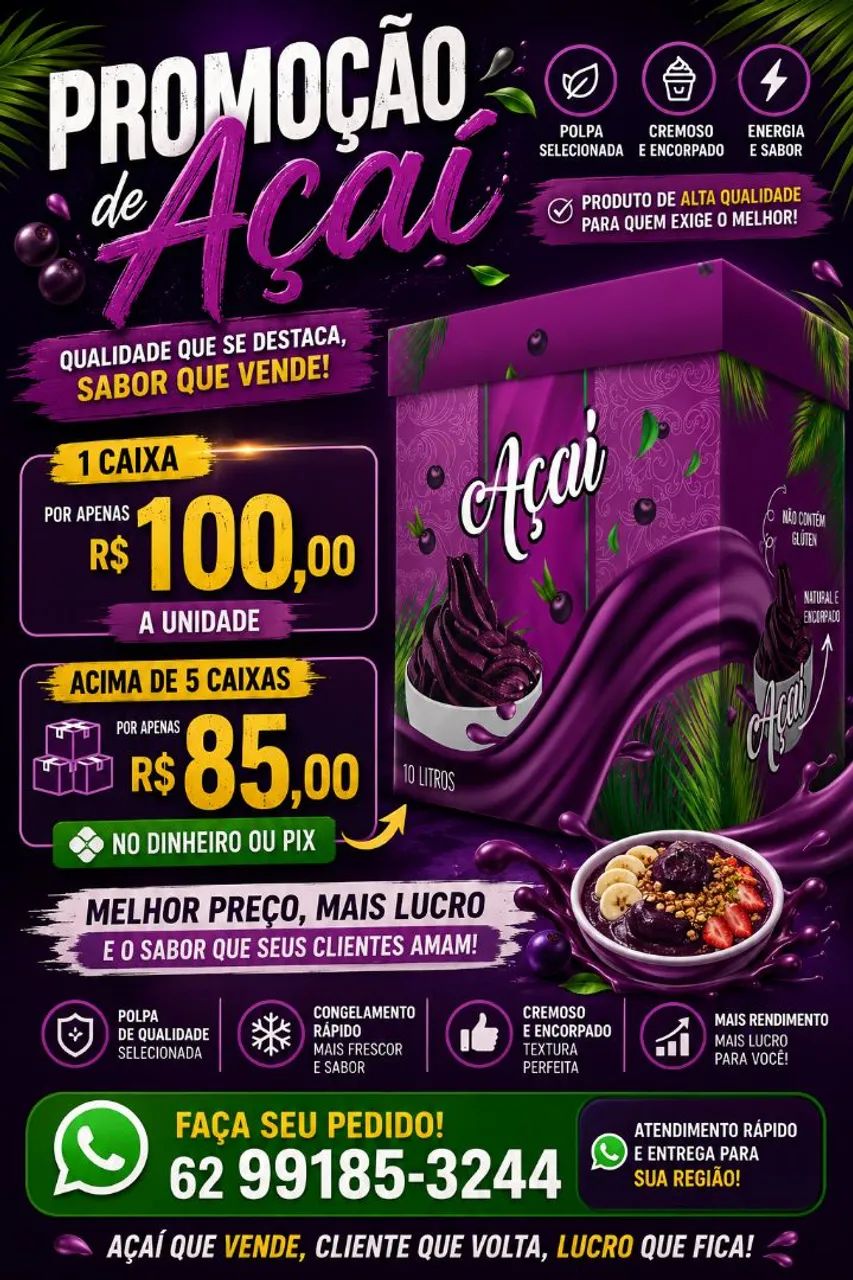 Caixa de açaí 10 litros