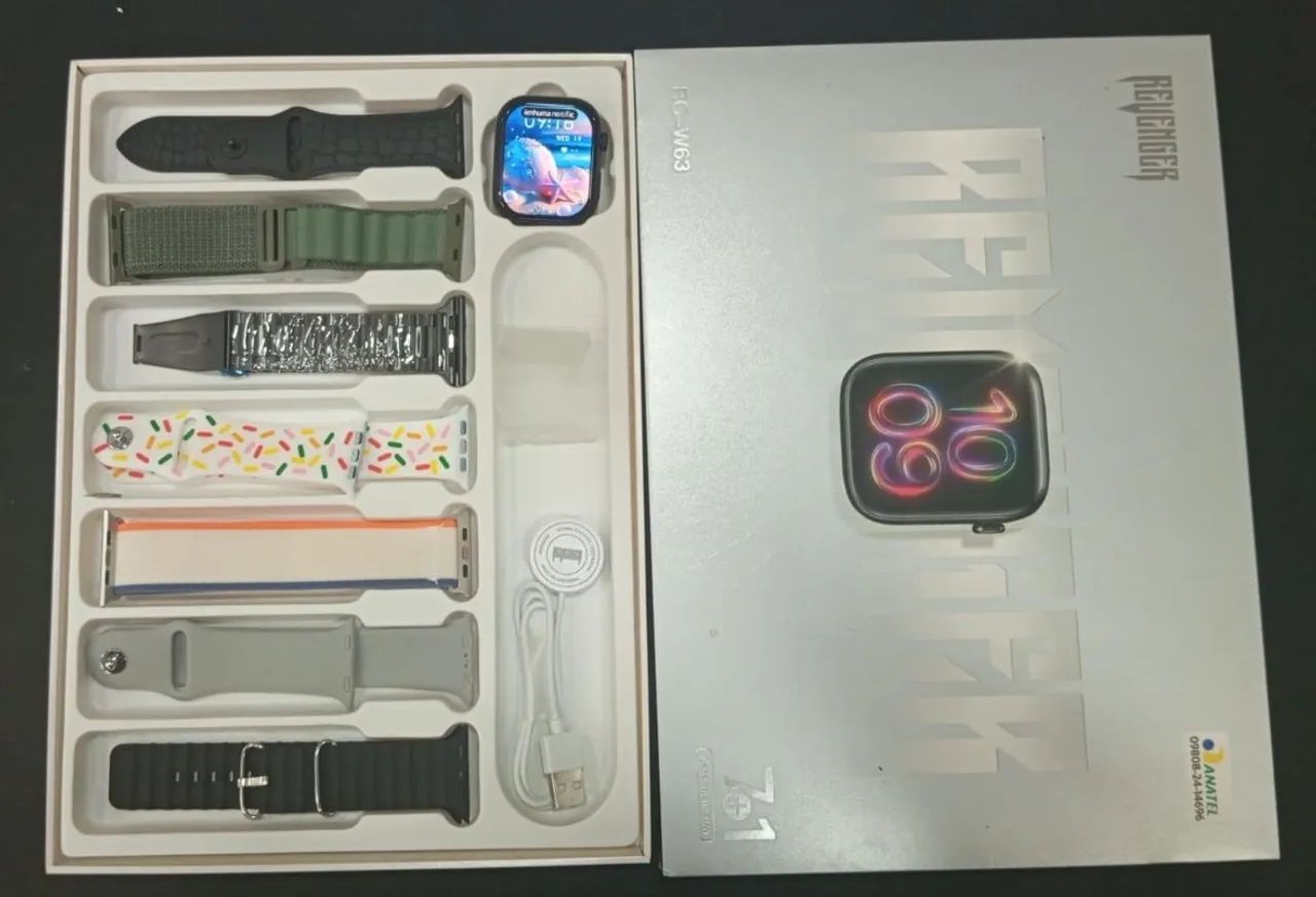 Smartwatch com 7 pulseiras