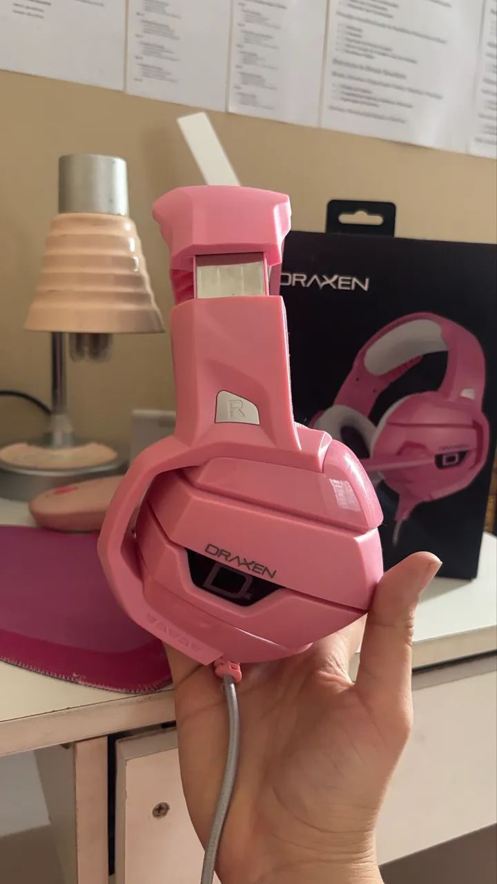 Headset gamer draxen rosa Dn103