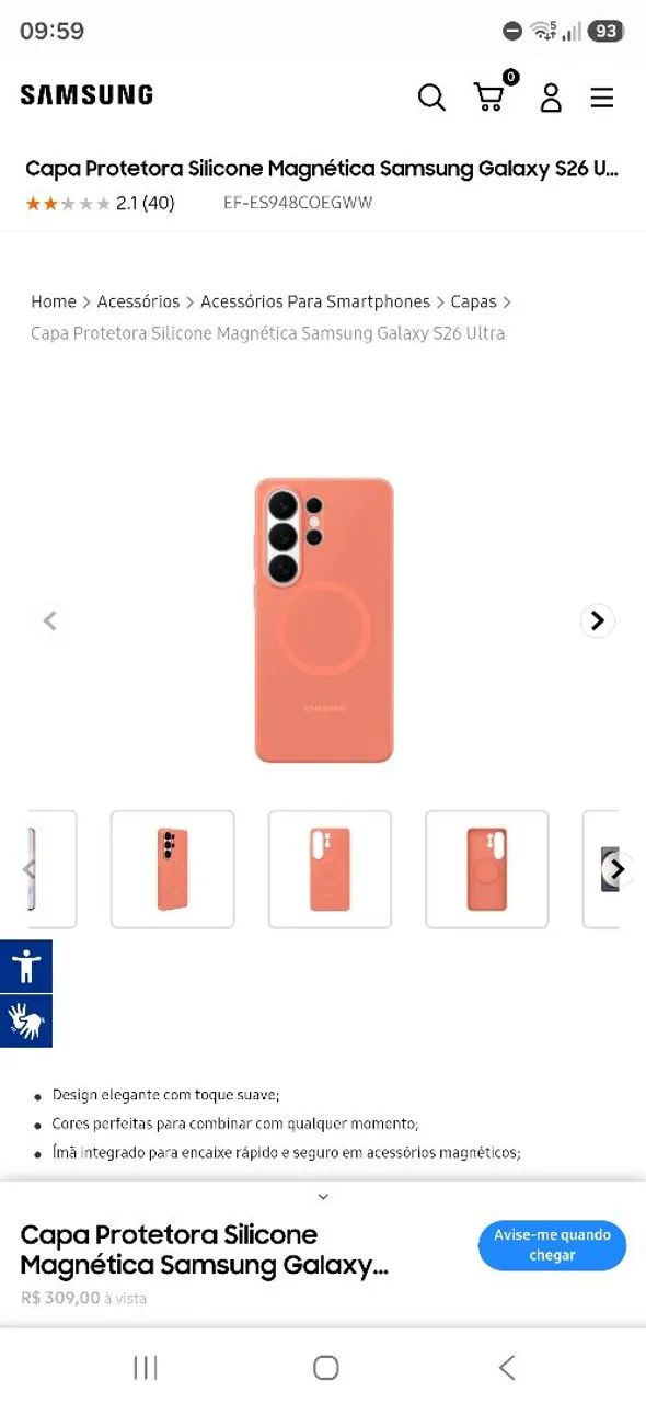 Capa S26 Ultra Original Samsung Coral/Cinza - Foto 5