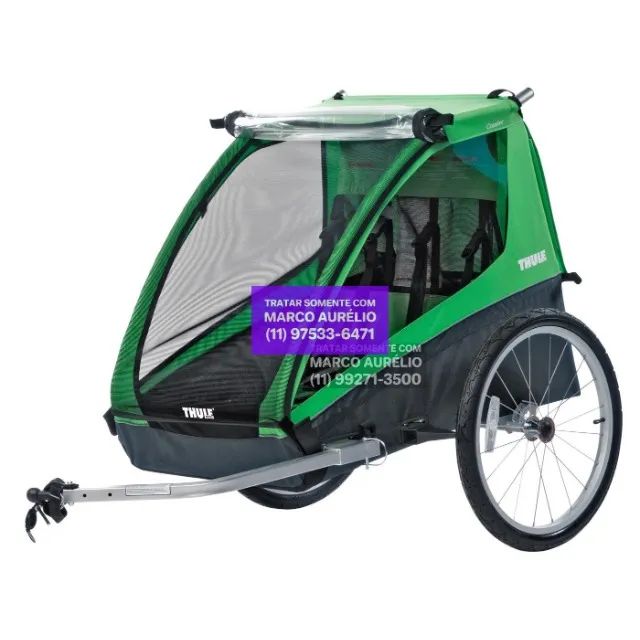 Carrinho Trailer Thule Verde Criança Cães - R$ 2.000 - Foto 2
