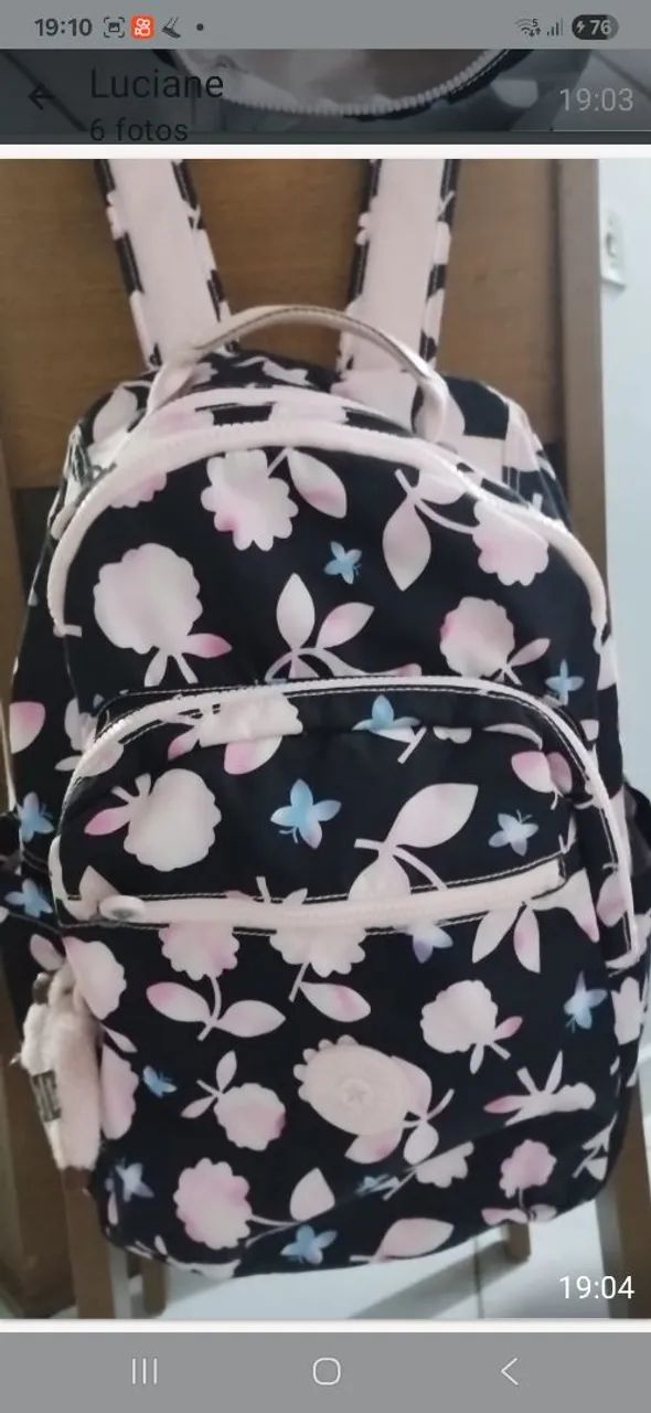Mochila Kipling Seol cor Magic Blo Desenho Do Tecido Estampado  - Foto 2