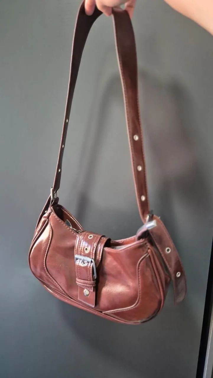 Bolsa couro fake marrom