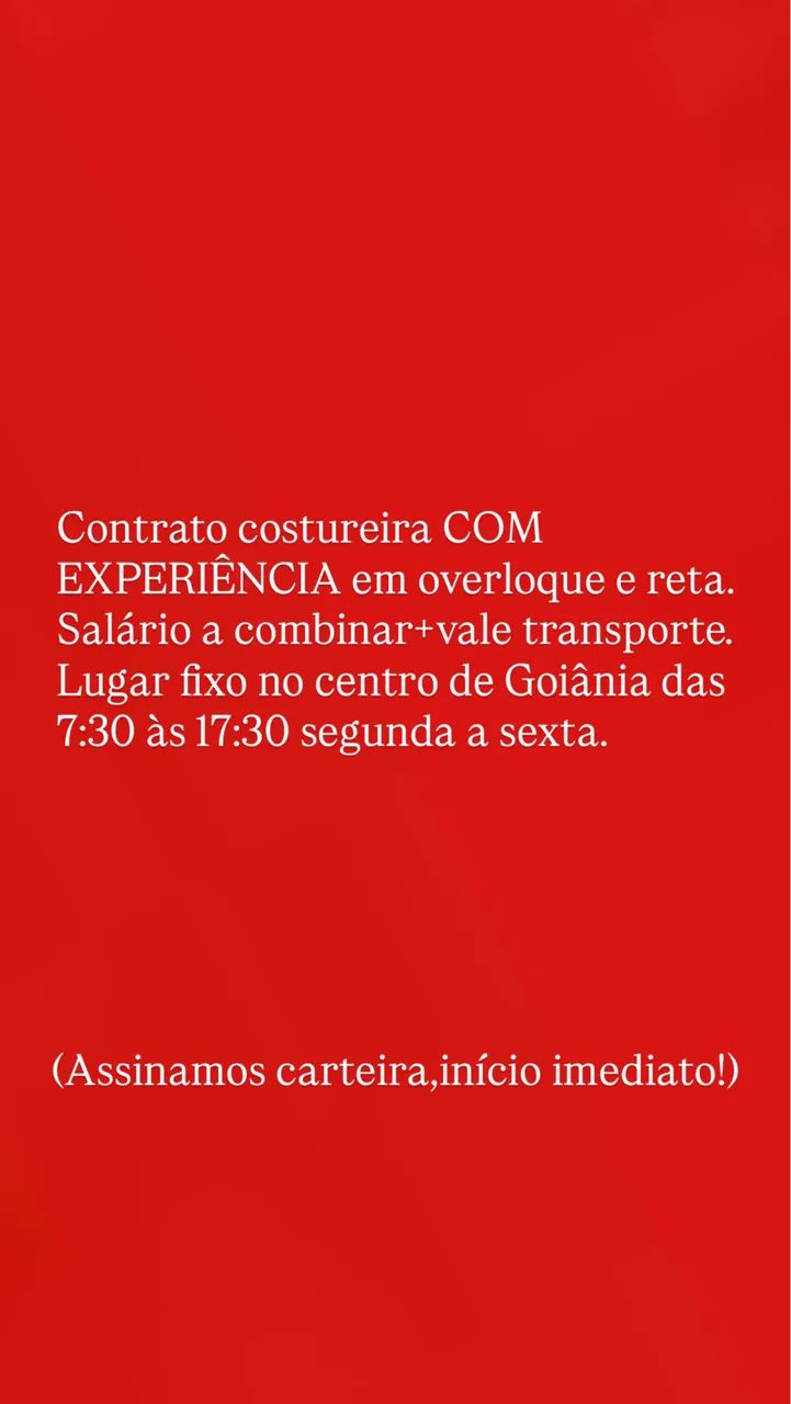 Vaga para costureira 