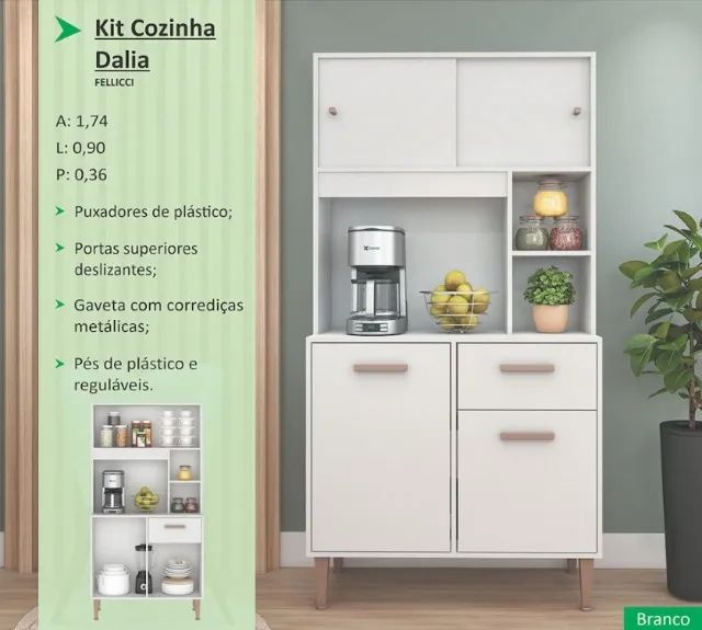 Armário de cozinha Kit 0.90 