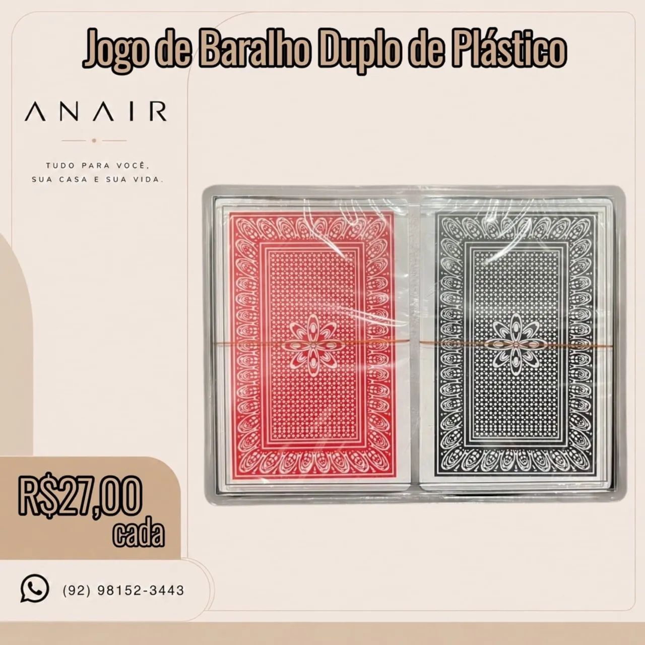 Jogo de Baralho Duplo de Plástico 