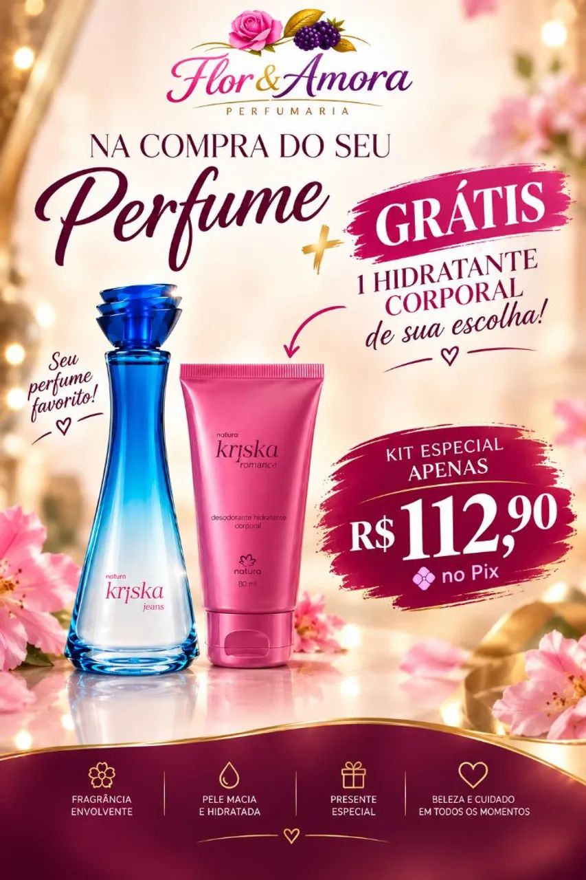 Promoção Perfume Kriska Jeans com brinde