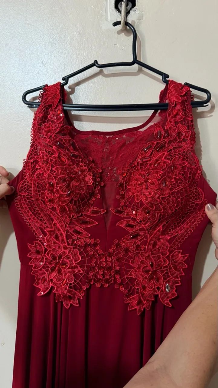 Vestido de gala Vermelho/Vinho - Foto 5