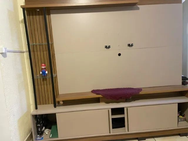 Rack Home com Painel para TV 58 Polegadas Bege e Madeira Ripado 1 Ano de Uso Itapevi - Foto 4