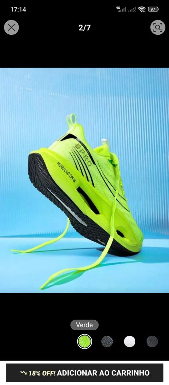 Tênis Corrida Verde Confortável (NOVO!) - Foto 2