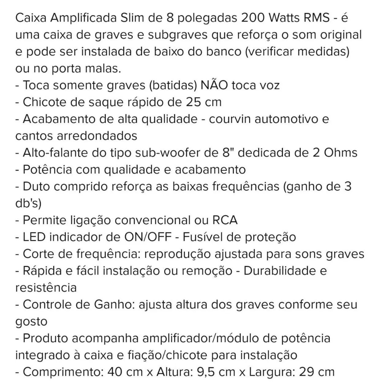Caixa amplificada - Sub 8 Polegadas 200Rms - Foto 4