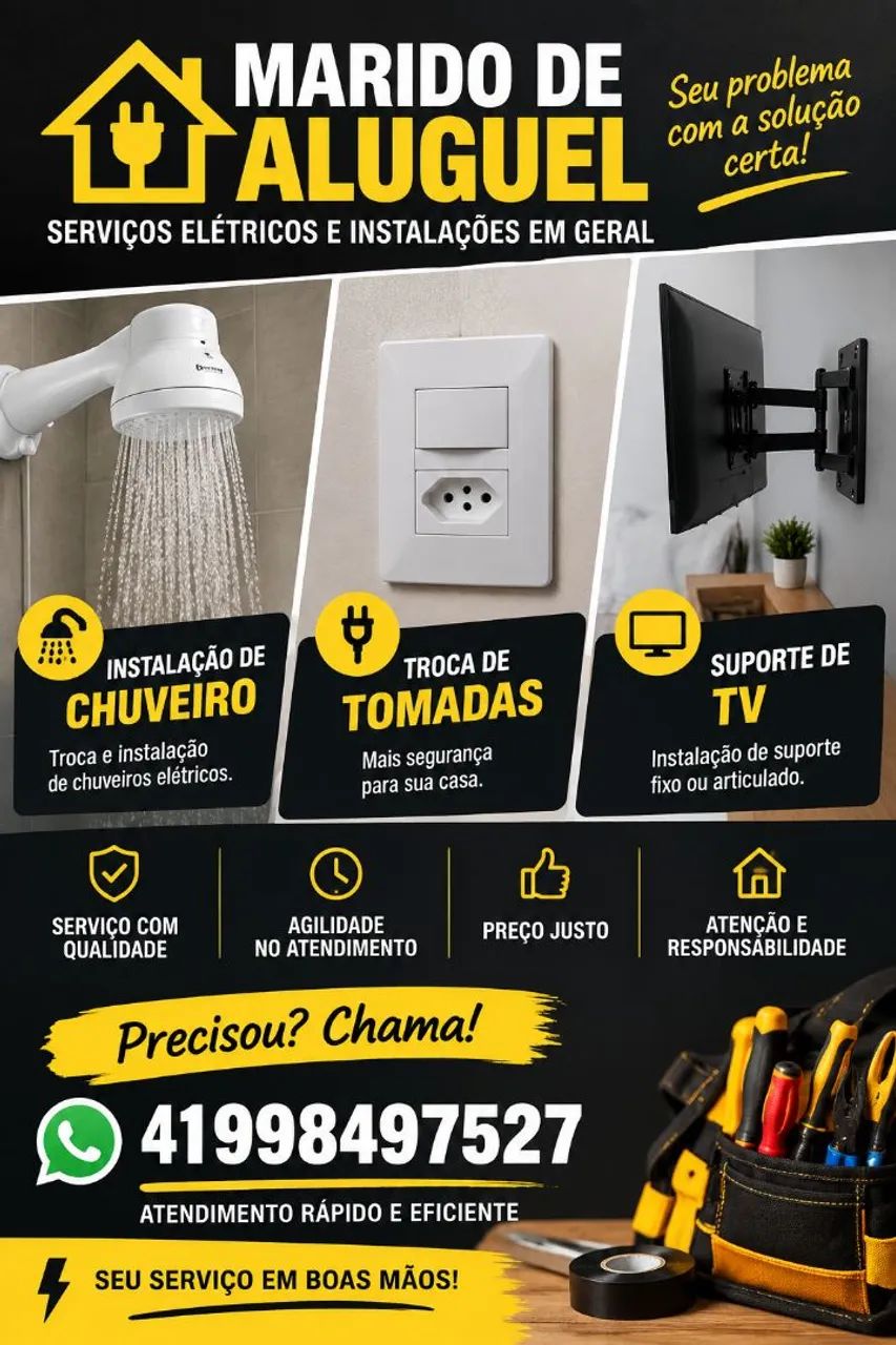Instalação tomada chuveiro e suporte de TV