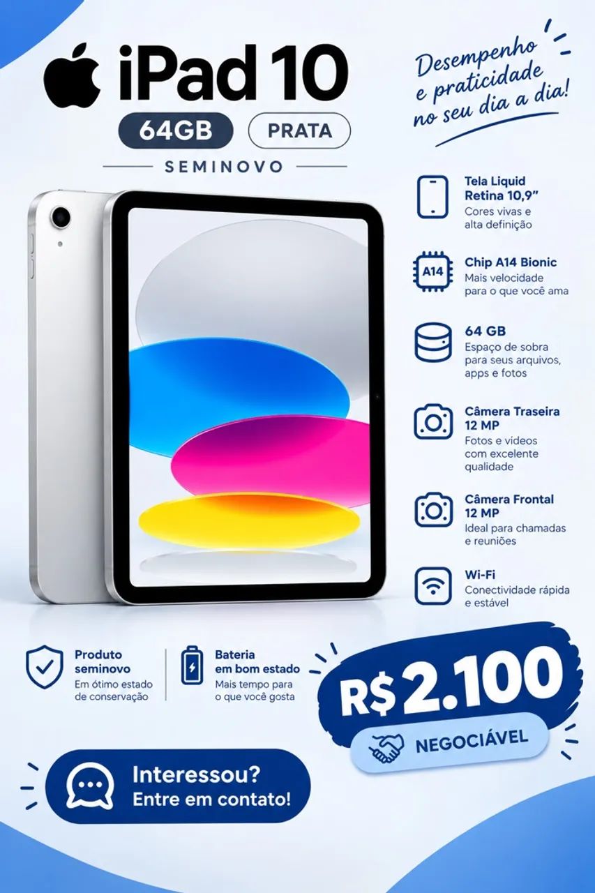 Ipad 10 em perfeito estado 