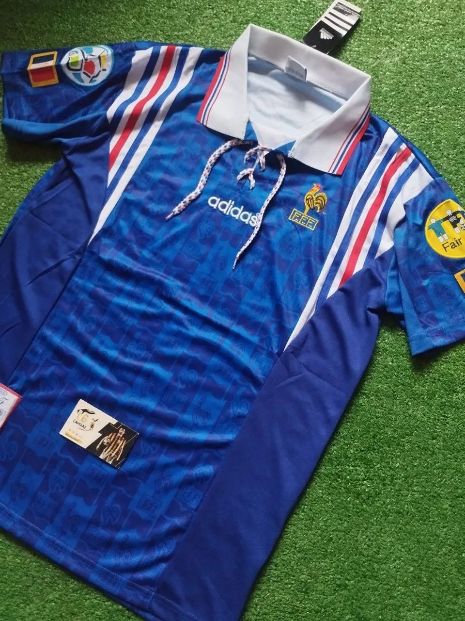 Camisa Seleção França Retrô 1996 Azul - Home Patchs Inclusos - Foto 2