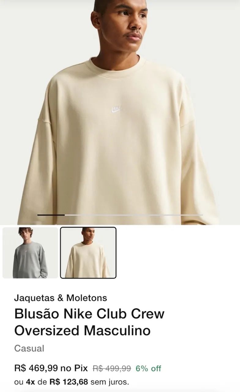 Blusão Nike Club Crew Oversized - Foto 5