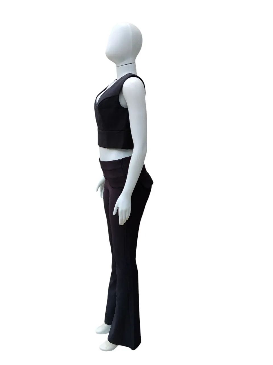 Conjunto Preto Cropped+ Calça Preta M - Foto 4