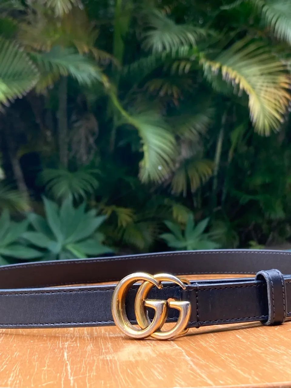 Cinto Gucci GG Double G Original Couro Preto Dourado - Foto 5