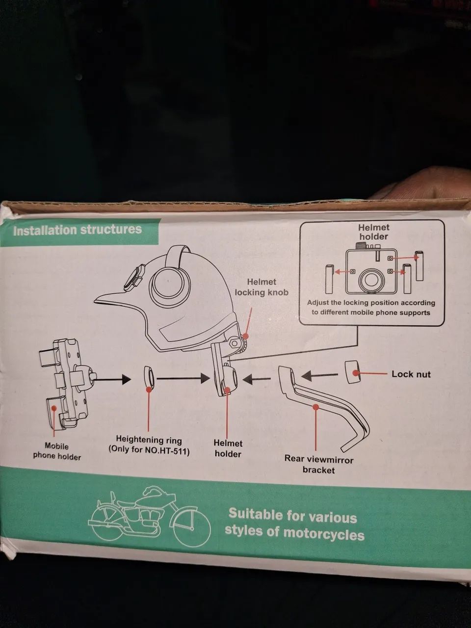 Suporte de moto para celular com mini capacete de proteção  - Foto 4
