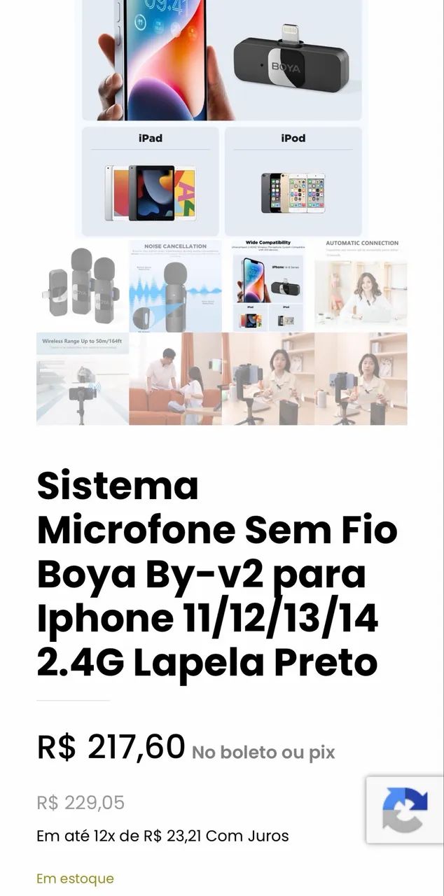 Microfone sem fio BOYA entrada iPhone  - Foto 3