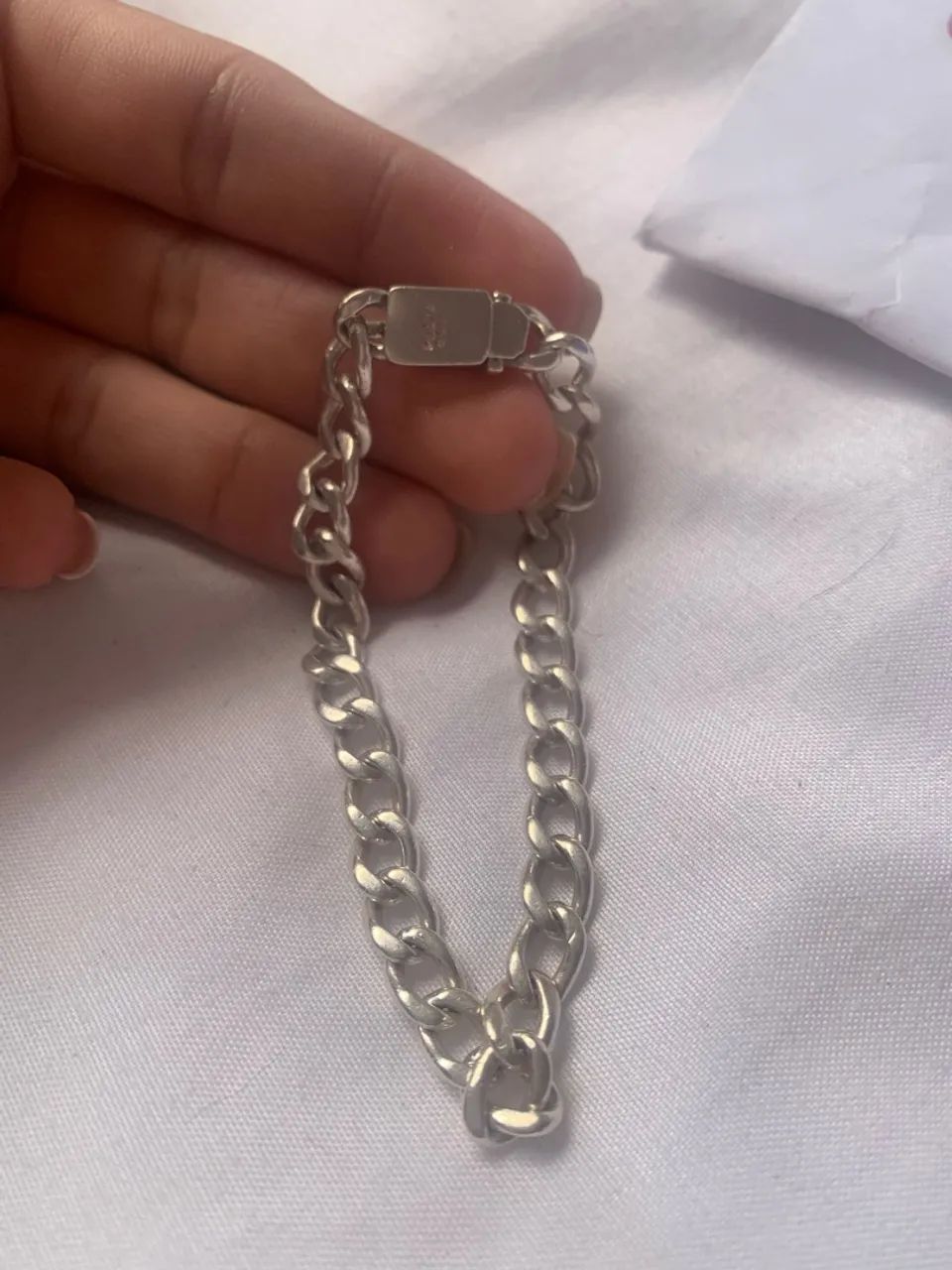 Pulseira Prata estilo Elo com limpador  - Foto 5