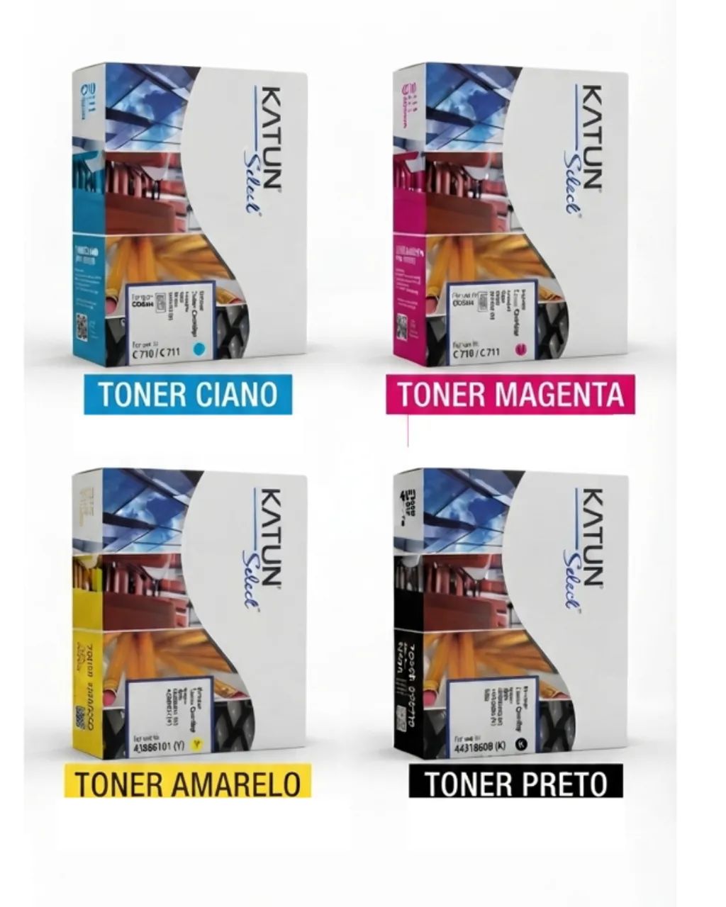 Kit 04 Toner Compatível Okidata C711 C711wt C711n C710 Oki